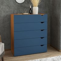 Cômoda Porto 5 Gavetas Freijó/Azul - Politorno