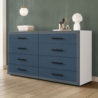 Cômoda Valência 8 Gavetas Branco/Azul - Politorno