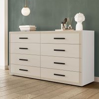 Cômoda Valência 8 Gavetas Branco/Creme - Politorno