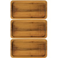Kit 3 Bandejas Teca 20x10cm Tábua Servir Café Clínica Aperitivo Porção Zanline