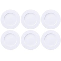 Jogo 6 Pratos Branco Tramontina de Porcelana 28cm Raso Mesa Posta Maria Augusta