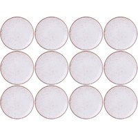 Jogo 12 Pratos Rústicos de Porcelana 25cm Marrom Tramontina Decorado Mesa Posta