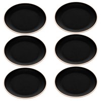Jogo 6 Pratos de Sobremesa 21,5cm de Melamina Class Preto Raso Lanches Bolos Tortas Wolff