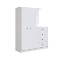 Guarda Roupas Infantil 2 Portas e Cômoda 4 Gavetas Montessoriano Branco Art In Móveis