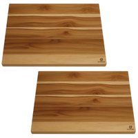 Kit 2 Tábuas Teca 50x40cm Prancha Corte Carne Abrir Massa Frios Buffet