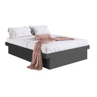 Cama Casal com Box Baú Grafite MDP Bogotá Organizador Cobertores Travesseiros Art In Móveis