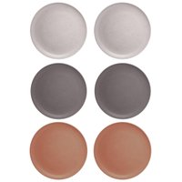 6 Pratos Rasos para Servir 27cm Fibra Pinho PP Salgados Doces Mesa Posta Wolff