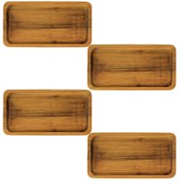 Kit 4 Bandejas 20x10cm Teca Servir Petiscos Salgados Bar Lanchonete Zanline