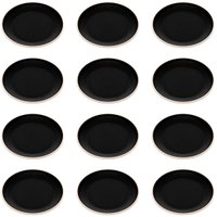 Jogo 12 Pratos Rasos Pretos Melamina 21,5cm Restaurante Bar Sushi Entradas Class Wolff