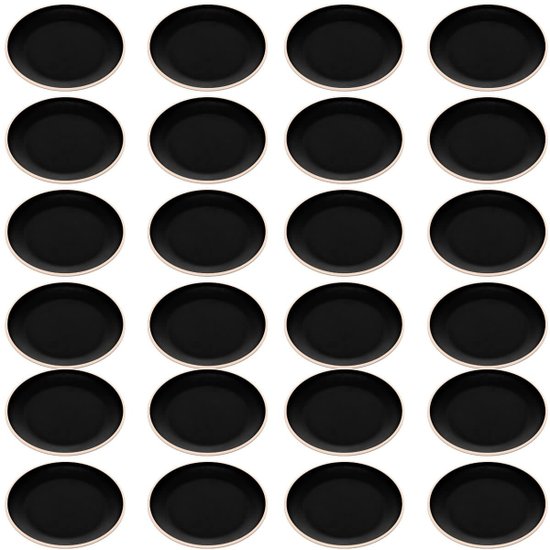 Conjunto 24 Pratos Rasos 21,5cm Sushi Sashimi Melamina Preto Fosco Servir Restaurantes