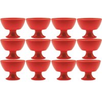 Conjunto 12 Taças Tigelas de Sobremesa Luna 300ml Vermelhas Potinho para Sorvete