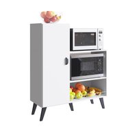 Balcão Fruteira Multiuso com Porta Branco Suporte para Forno Microondas Xangai MDP Cozinha