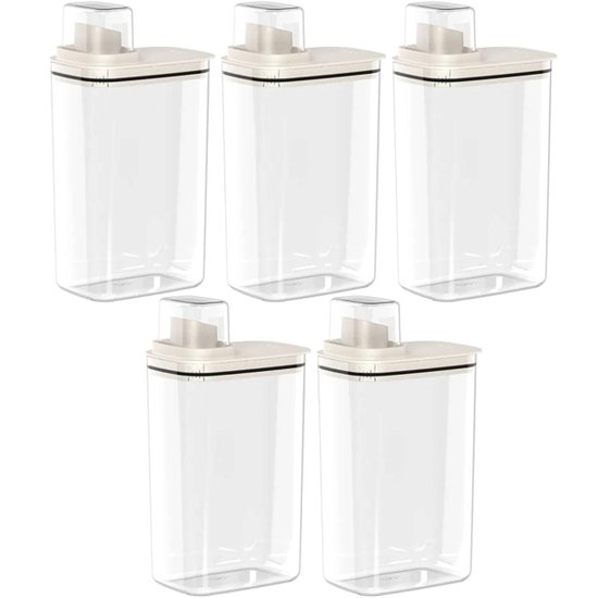 Kit 5 Dispenser de Sabão Líquido 2,3L Bege Tampa Medidora Ou para Amaciante Detergente