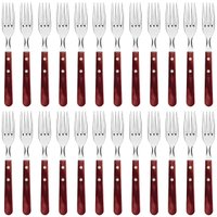 Kit 24 Garfos para Churrasco Tramontina Jumbo Inox Cabo Madeira Polywood Vermelho