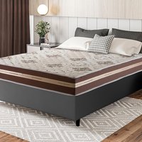 Conjunto Cama Box Espuma Chicago Marrom Casal 138x188x57