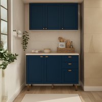 Armário De Cozinha Genialflex Modulado 2 Peças Azul S/tampo