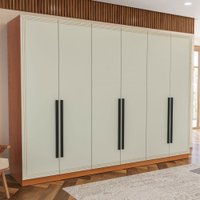 Guarda-Roupa Casal Valência 6 Portas 4 Gavetas Freijó/Verde - Politorno