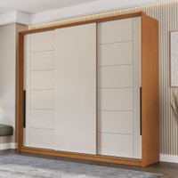 Guarda-Roupa Casal Lisboa 3 Portas 4 Gavetas Freijó/Creme - Politorno