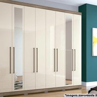 Guarda Roupa Casal 8 Portas (2 c/ Espelho) e 4 Gavetas c/ Pés Master New 8.4 Jatobá - Santos Andirá