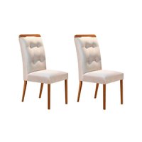 Cadeira Sala de Jantar Imperatriz Kit 2 Un Madeira Capuccino/Suede Creme - Rufato