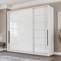 Guarda-Roupa Casal Lisboa 3 Portas 4 Gavetas Branco - Politorno