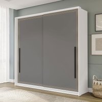 Guarda-Roupa Casal Valência 2 Portas 2 Gavetas Branco/Cinza - Politorno