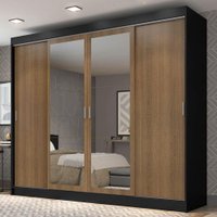 Guarda-Roupa Casal Madesa Austin 4 Portas de Correr com Espelhos 3 Gavetas P