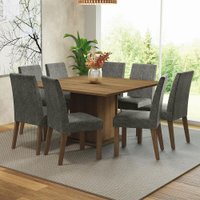 Conjunto Sala de Jantar Mesa Tampo de Madeira 8 Cadeiras Doris Madesa