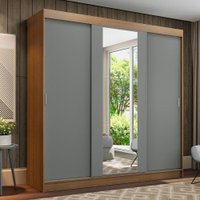 Guarda-Roupa Casal Madesa Reno 3 Portas de Correr com Espelho R
