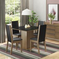 Conjunto Sala de Jantar Madesa Moscou Plus Mesa Tampo de Vidro C/ 4 Cadeiras