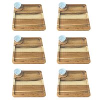 Kit 6 Tábuas para Servir Hambúrguer Ramekin 30ml Teca 22,5cm Petisqueira Zanline