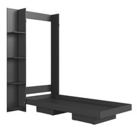 Cama Solteiro Articulável Vertical Dobrável com Estante Grafite MDP Vancouver Art In Móveis