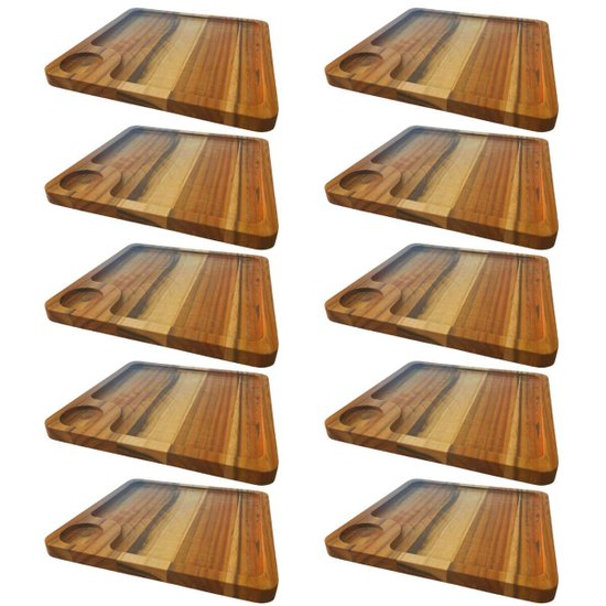 Kit 10 Petisqueiras Teca 23cm Molheira Quadradas Restaurante Bar Porções Petiscos Zanline