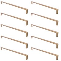 Kit 10 Puxadores Dourados para Móveis Furação 256mm Gavetas Armários Bancada Oreiras Torralba