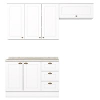 Cozinha Modulada 4P Balcao Tampo 200 cm Americana Branco Calcare Henn