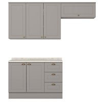 Cozinha Modulada 4P Balcao Tampo 200 cm Americana Cinza Calcare Henn