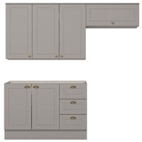 Cozinha Modulada 3P Balcao Sem Tampo 200 cm Americana Cinza Henn