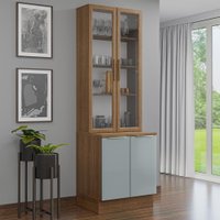 Kit Balcão + Cristaleira 70cm Lux Madesa 01 Rustic/Cinza