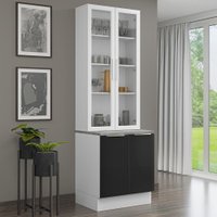 Kit Balcão + Cristaleira 70cm Lux Madesa 01 Branco/Preto
