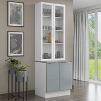 Kit Balcão + Cristaleira 70cm Lux Madesa 01 Branco/Cinza