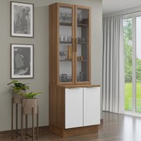 Kit Balcão + Cristaleira 70cm Lux Madesa 01Rustic/Branco