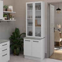 Kit Balcão + Cristaleira 70cm Agata Madesa 01 Branco