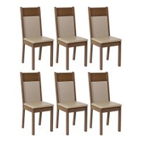 Kit 6 Cadeiras 4280 Madesa Rustic/Crema/Sintético Bege
