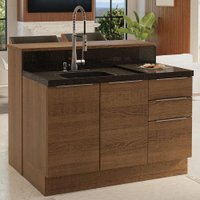 Ilha de Cozinha com Bancada e Balcão 120 cm Stella Madesa Rustic
