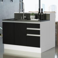 Ilha de Cozinha C/ Bancada e Balcão 120 cm Glamy Madesa