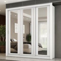 Guarda Roupa Casal 3 Portas Doha Prime 2 Gavetas Carraro Ripado Branco