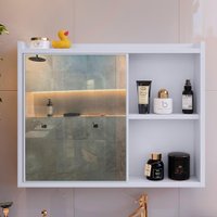 Espelheira Armário de Banheiro 1 Porta Prateleira Espelho Kit Acessórios Lavabo 4 Peças Aço Inox Branco - RPM Espelheira Armário de Banheiro 1 Porta Prateleira Espelho Kit Acessórios Lavabo 4 Peças Aço Inox Branco - RPM