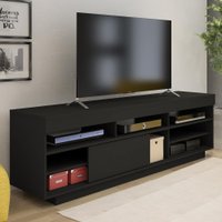 Rack Bancada Tv 75 Pol 180 cm 1P De Correr Preto ARLY