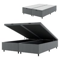 Cama Box Com Baú Queen 1,58m Prince Suede Cinza