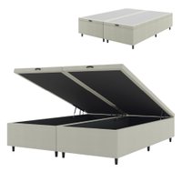 Cama Box Com Baú King 1,93m Prince Suede Bege